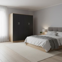 Ντουλάπα τετράφυλλη Lego Ι  sonoma-ανθρακί 160x42x180εκ