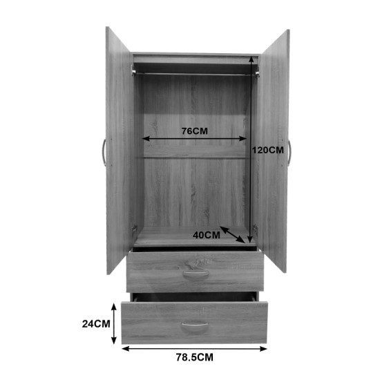 Ντουλάπα τετράφυλλη με πατάρι Athos  wenge 160x42x240εκ