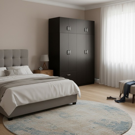 Ντουλάπα εξάφυλλη με πατάρι Lego  wenge 240x42x240εκ