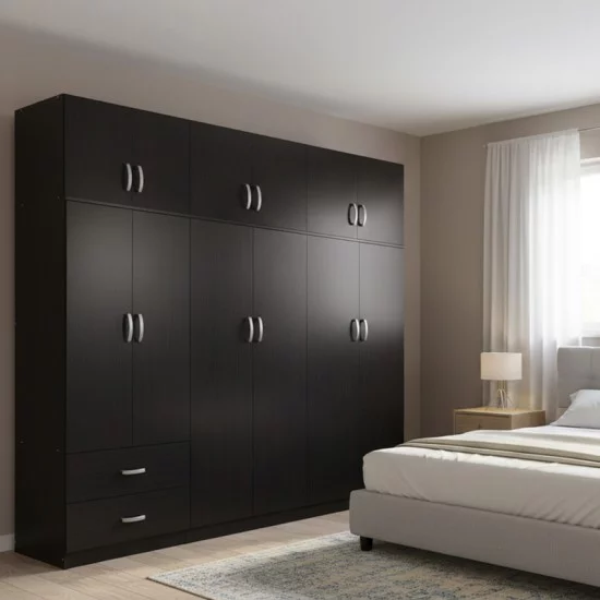 Ντουλάπα εξάφυλλη με πατάρι Athos I  wenge 240x42x240εκ