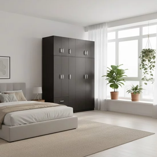 Ντουλάπα πεντάφυλλη με πατάρι Athos I  wenge 170x42x240εκ
