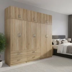 Ντουλάπα εξάφυλλη με πατάρι Athos  sonoma 240x42x240εκ