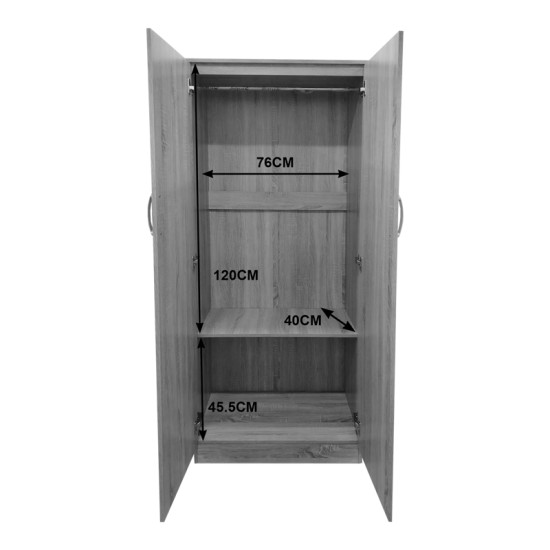 Ντουλάπα εξάφυλλη με πατάρι Athos I  sonoma 240x42x240εκ