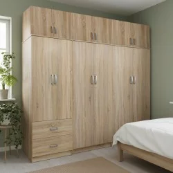 Ντουλάπα εξάφυλλη με πατάρι Athos I  sonoma 240x42x240εκ