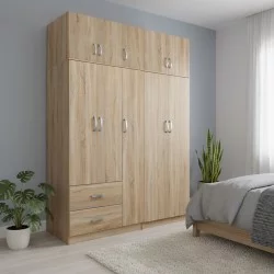 Ντουλάπα πεντάφυλλη με πατάρι Athos I  sonoma 170x42x240εκ