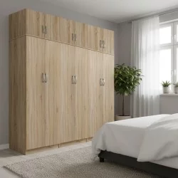Ντουλάπα εξάφυλλη με πατάρι Athos ΙΙ  sonoma 240x42x240εκ