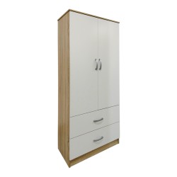 Ντουλάπα εξάφυλλη με πατάρι Athos  sonoma-λευκή 240x42x240εκ