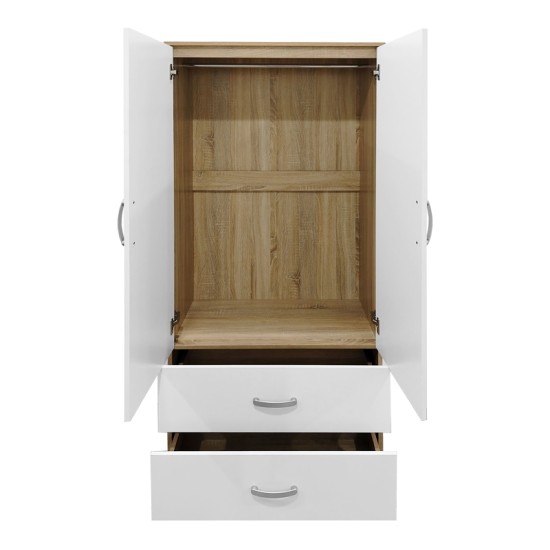 Ντουλάπα εξάφυλλη με πατάρι Athos I  sonoma-λευκή 240x42x240εκ