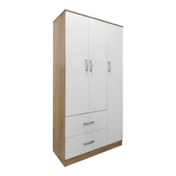 Ντουλάπα εξάφυλλη με πατάρι Athos  sonoma-λευκή 180x42x240εκ