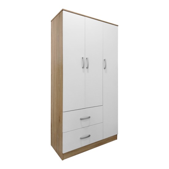 Ντουλάπα εξάφυλλη με πατάρι Athos  sonoma-λευκή 180x42x240εκ