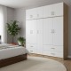 Ντουλάπα πεντάφυλλη με πατάρι Athos  sonoma-λευκή 170x42x240εκ