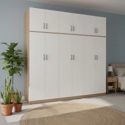 Ντουλάπα εξάφυλλη με πατάρι Athos ΙΙ  sonoma-λευκή 240x42x240εκ