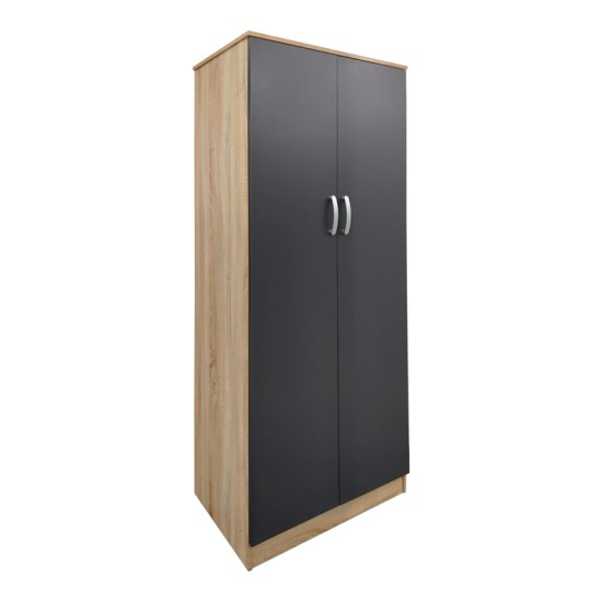 Ντουλάπα εξάφυλλη με πατάρι Athos  sonoma-ανθρακί 240x42x240εκ