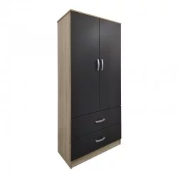 Ντουλάπα εξάφυλλη με πατάρι Athos I  sonoma-ανθρακί 240x42x240εκ