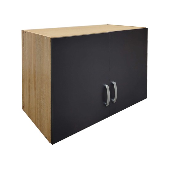 Ντουλάπα εξάφυλλη με πατάρι Athos I  sonoma-ανθρακί 240x42x240εκ