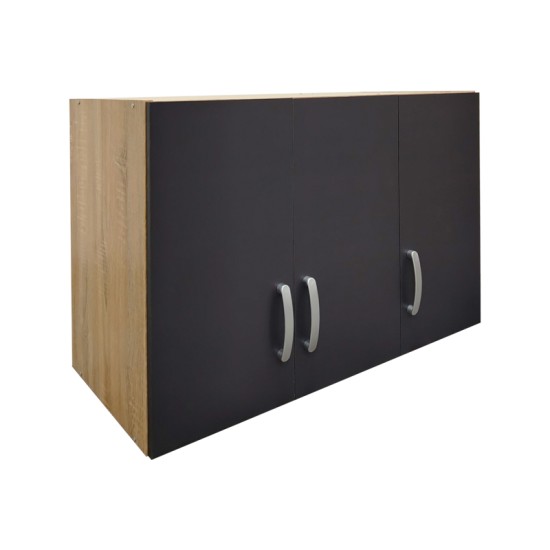 Ντουλάπα εξάφυλλη με πατάρι Athos  sonoma-ανθρακί 180x42x240εκ