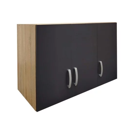Ντουλάπα πεντάφυλλη με πατάρι Athos  sonoma-ανθρακί 170x42x240εκ