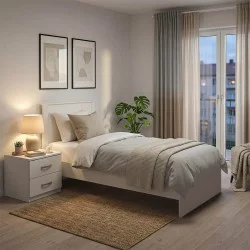 Σετ Κρεβατοκάμαρας Athos Λευκό με Κρεβάτι 90x190εκ Σετ 2τεμ