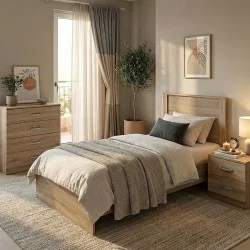 Σετ Κρεβατοκάμαρας Athos Sonoma με Κρεβάτι 90x190εκ Σετ 3τεμ