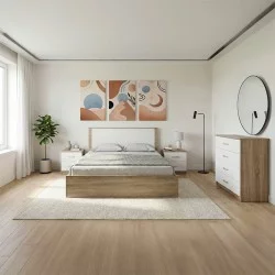 Σετ Κρεβατοκάμαρας Athos Sonoma Λευκό με Κρεβάτι 160x200εκ Σετ 4τεμ