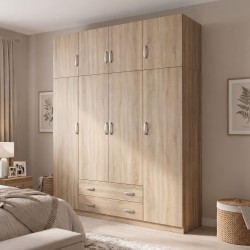 Ντουλάπα τετράφυλλη και πατάρι Alvia  sonoma 200x51x240εκ