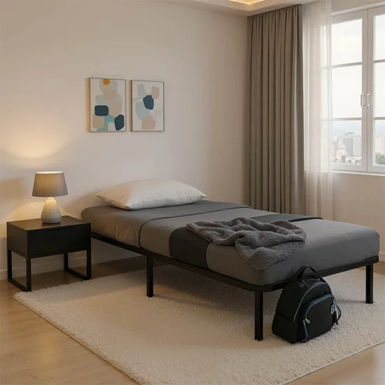 Κρεβάτι-υπόστρωμα Amaso  μεταλλικό μαύρο 90x190x28εκ