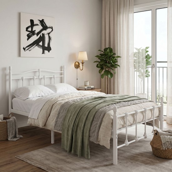 Κρεβάτι Wotso  μεταλλικό λευκό 90x190εκ