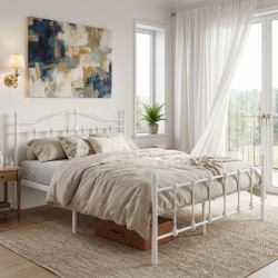 Κρεβάτι Wotso  μεταλλικό λευκό 150x200εκ