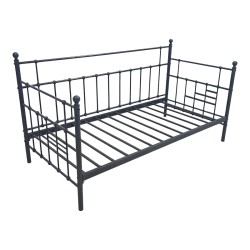 Κρεβάτι-Καναπές Routha  μεταλλικός μαύρο 90x190εκ