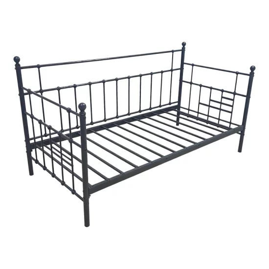 Κρεβάτι-Καναπές Routha  μεταλλικός μαύρο 90x190εκ