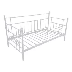 Κρεβάτι-Καναπές Routha  μεταλλικός λευκό 90x190εκ