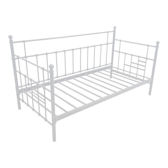 Κρεβάτι-Καναπές Routha  μεταλλικός λευκό 90x190εκ