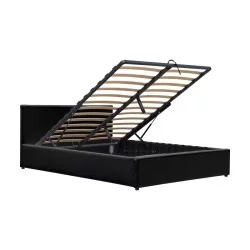 Κρεβάτι Dellia  με αποθηκευτικό χώρο pu μαύρο 120x200εκ