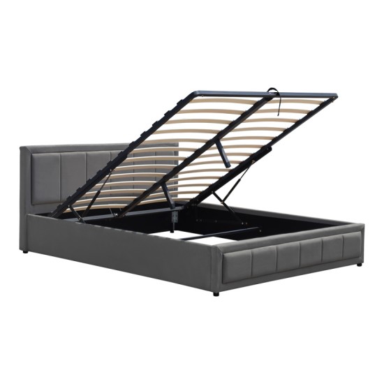 Κρεβάτι Huga  με αποθηκευτικό χώρο βελούδο ανθρακί 160x200εκ