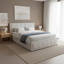 Κρεβάτι Huga  με αποθηκευτικό χώρο ύφασμα γκρι 160x200εκ