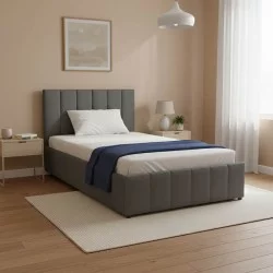 Κρεβάτι Snuggle  με αποθηκευτικό χώρο βελούδο ανθρακί 120x200εκ