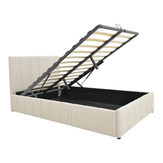 Κρεβάτι Snuggle  με αποθηκευτικό χώρο ύφασμα μπεζ 120x200εκ