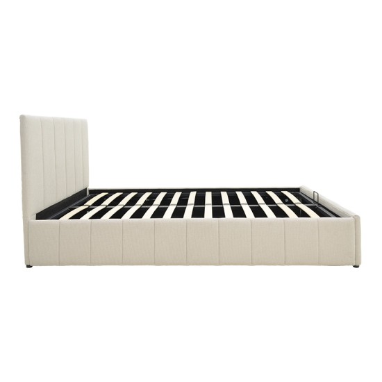 Κρεβάτι Snuggle  με αποθηκευτικό χώρο ύφασμα μπεζ 120x200εκ