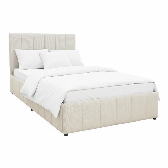 Κρεβάτι Snuggle  με αποθηκευτικό χώρο ύφασμα μπεζ 120x200εκ