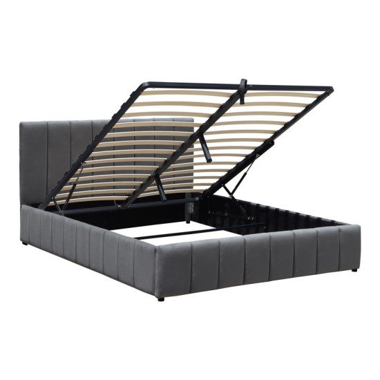 Κρεβάτι Snuggle  με αποθηκευτικό χώρο βελούδο ανθρακί 160x200εκ