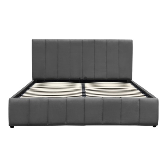 Κρεβάτι Snuggle  με αποθηκευτικό χώρο βελούδο ανθρακί 160x200εκ