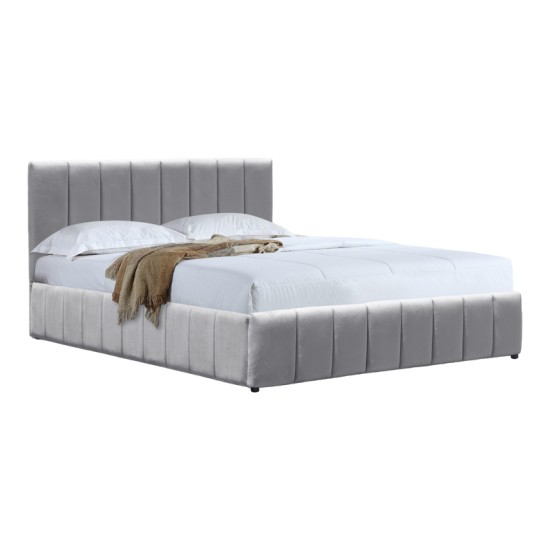 Κρεβάτι Snuggle  με αποθηκευτικό χώρο βελούδο γκρι 160x200εκ