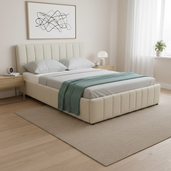 Κρεβάτι Snuggle  με αποθηκευτικό χώρο ύφασμα μπεζ 160x200εκ