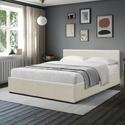 Κρεβάτι Dellia  με αποθηκευτικό χώρο ύφασμα κρεμ 150x200εκ