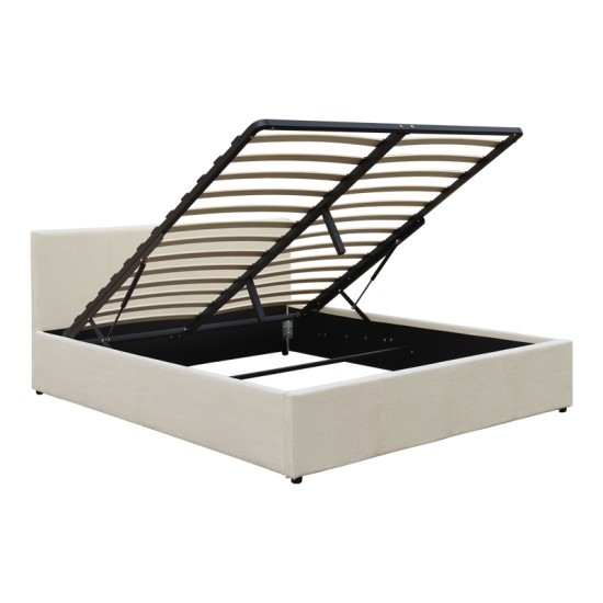 Κρεβάτι Dellia  με αποθηκευτικό χώρο ύφασμα κρεμ 150x200εκ