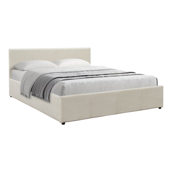 Κρεβάτι Dellia  με αποθηκευτικό χώρο ύφασμα κρεμ 150x200εκ