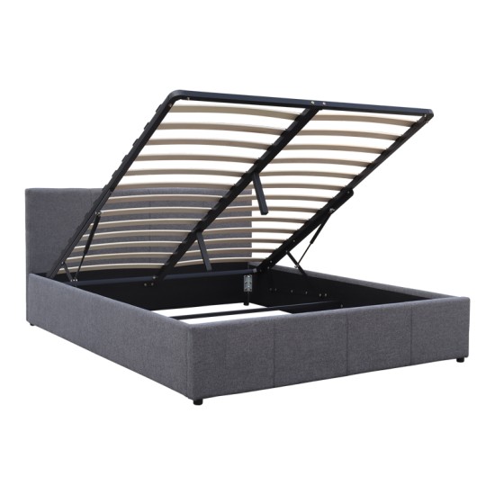 Κρεβάτι Dellia  με αποθηκευτικό χώρο ύφασμα ανθρακί 150x200εκ