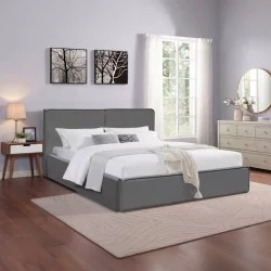 Κρεβάτι διπλό Zento  γκρι ύφασμα 160x200εκ