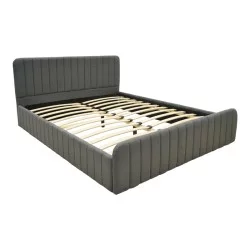 Κρεβάτι διπλό Myrelia  ανθρακί ύφασμα 160x200εκ