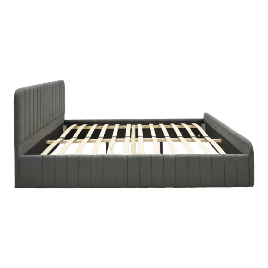 Κρεβάτι διπλό Myrelia  ανθρακί ύφασμα 160x200εκ